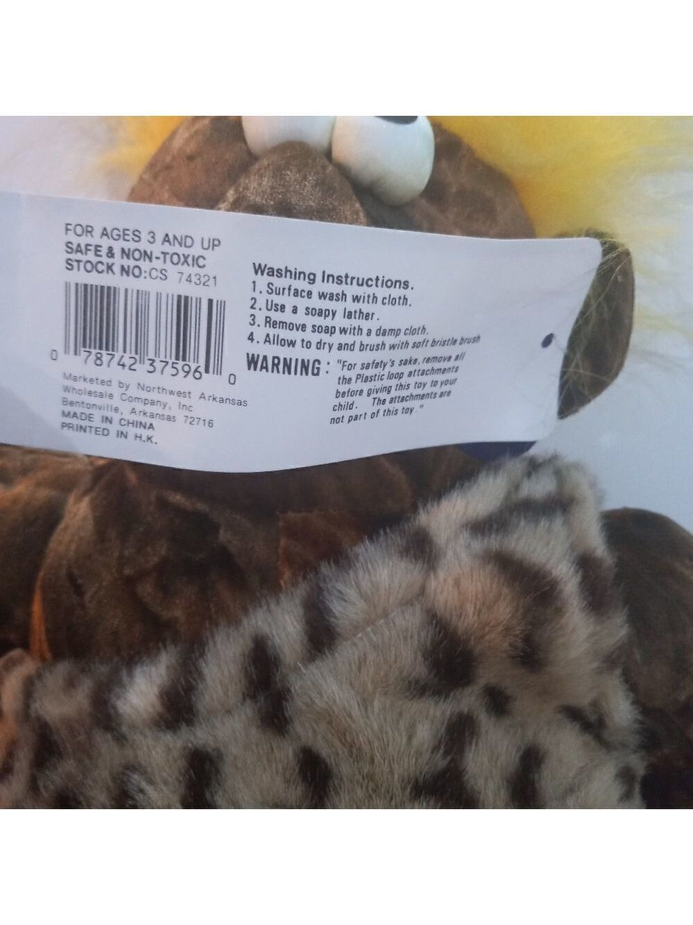 VINTAGE Rare Manimals Plush Caveman 15" Stuffed Doll Toy With Tags - Picture 4 of 8